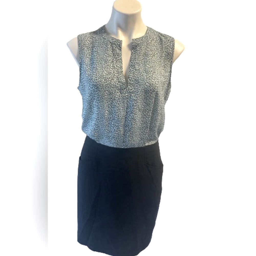 BCBGMAXAZRIA Women's Blue Print And Black Dress